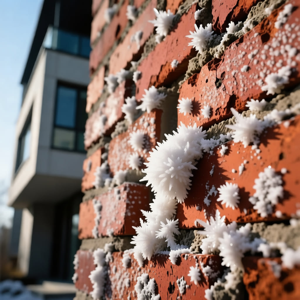 Высолы на кирпичной стене